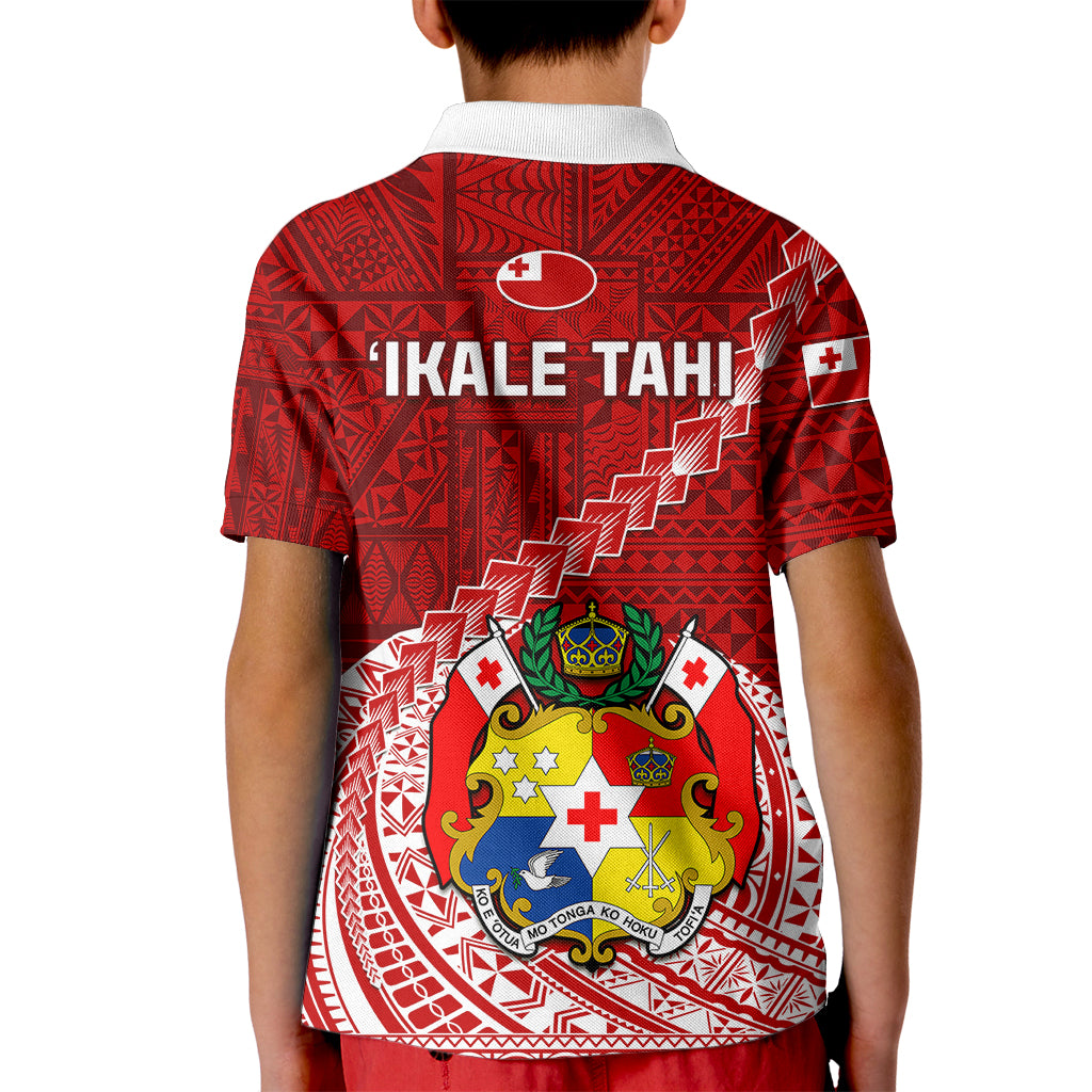 Tonga Rugby Kid Polo Shirt Tongan Ngatu Pattern White Version - Wonder Print Shop
