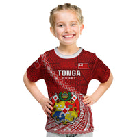 Tonga Rugby Kid T Shirt Tongan Ngatu Pattern White Version - Wonder Print Shop
