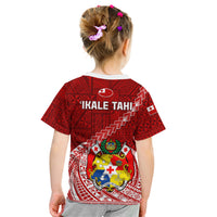 Tonga Rugby Kid T Shirt Tongan Ngatu Pattern White Version - Wonder Print Shop