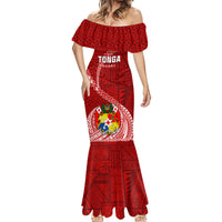 Tonga Rugby Mermaid Dress Tongan Ngatu Pattern White Version - Wonder Print Shop