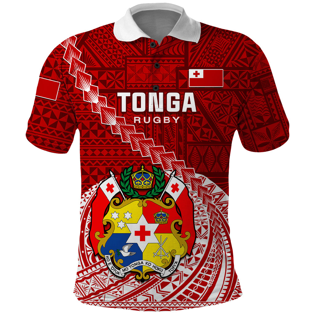 Tonga Rugby Polo Shirt Tongan Ngatu Pattern White Version - Wonder Print Shop