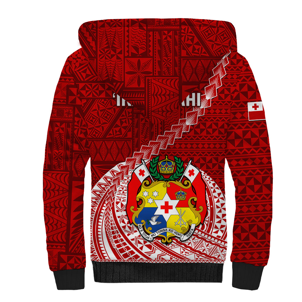 Tonga Rugby Sherpa Hoodie Tongan Ngatu Pattern White Version - Wonder Print Shop
