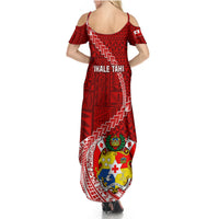 Tonga Rugby Summer Maxi Dress Tongan Ngatu Pattern White Version - Wonder Print Shop