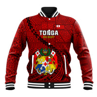 Tonga Rugby Baseball Jacket Tongan Ngatu Pattern Black Version - Wonder Print Shop
