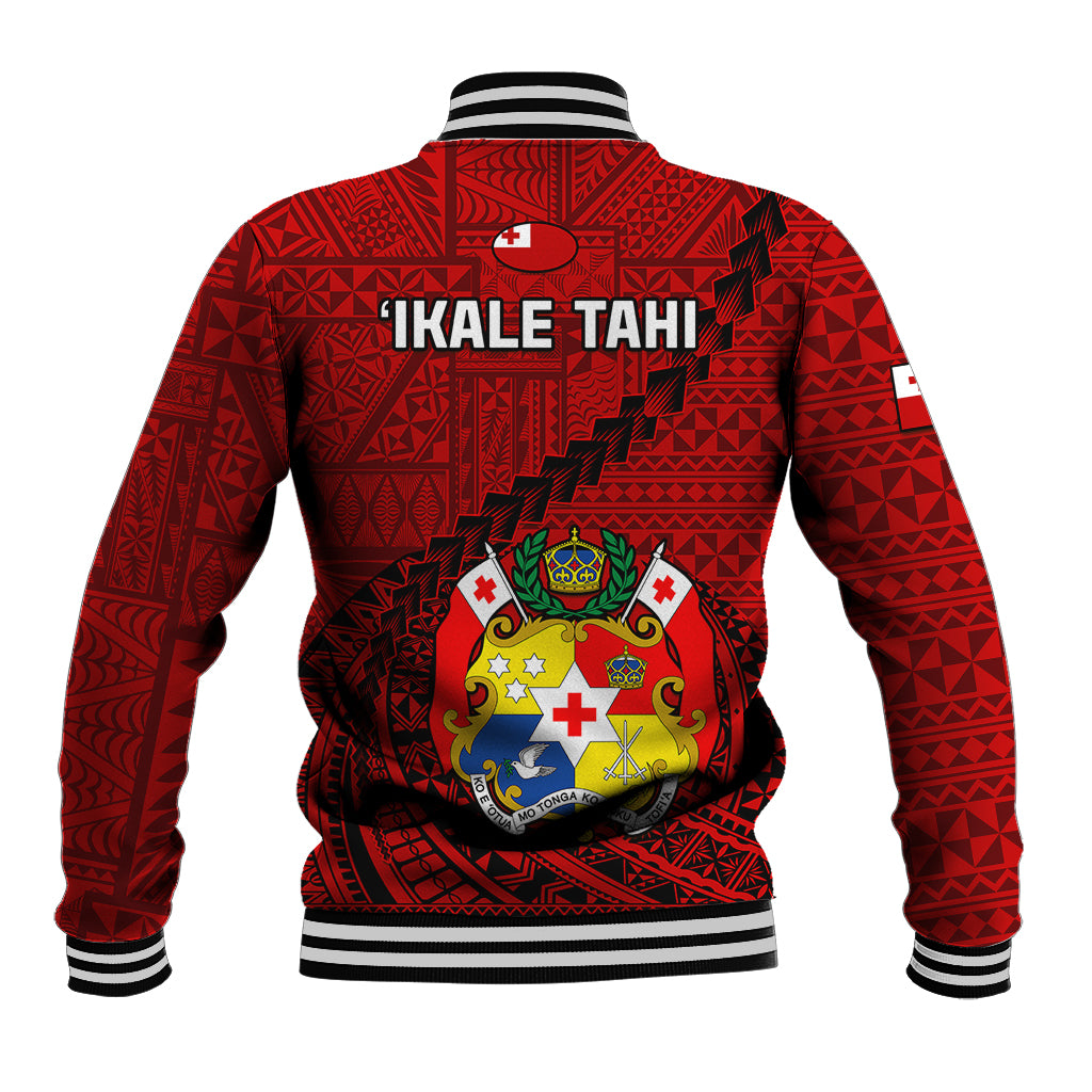 Tonga Rugby Baseball Jacket Tongan Ngatu Pattern Black Version - Wonder Print Shop