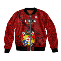 Tonga Rugby Bomber Jacket Tongan Ngatu Pattern Black Version - Wonder Print Shop
