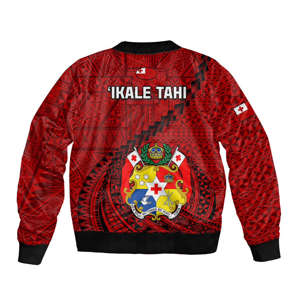 Tonga Rugby Bomber Jacket Tongan Ngatu Pattern Black Version - Wonder Print Shop