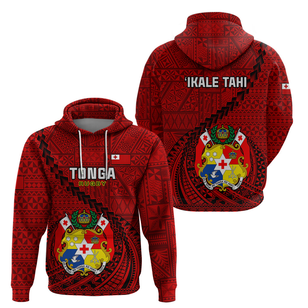 Tonga Rugby Hoodie Tongan Ngatu Pattern Black Version - Wonder Print Shop
