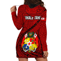 Tonga Rugby Hoodie Dress Tongan Ngatu Pattern Black Version - Wonder Print Shop