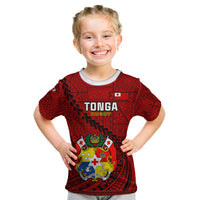 Tonga Rugby Kid T Shirt Tongan Ngatu Pattern Black Version - Wonder Print Shop