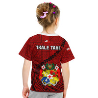 Tonga Rugby Kid T Shirt Tongan Ngatu Pattern Black Version - Wonder Print Shop