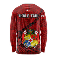 Tonga Rugby Long Sleeve Shirt Tongan Ngatu Pattern Black Version LT01