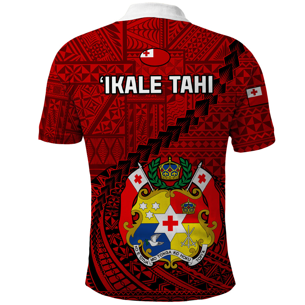 Tonga Rugby Polo Shirt Tongan Ngatu Pattern Black Version - Wonder Print Shop