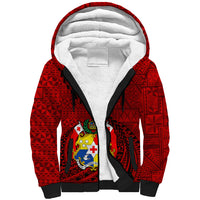 Tonga Rugby Sherpa Hoodie Tongan Ngatu Pattern Black Version - Wonder Print Shop
