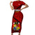 Tonga Rugby Short Sleeve Bodycon Dress Tongan Ngatu Pattern Black Version - Wonder Print Shop