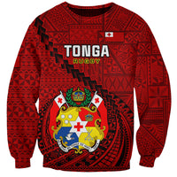Tonga Rugby Sweatshirt Tongan Ngatu Pattern Black Version - Wonder Print Shop