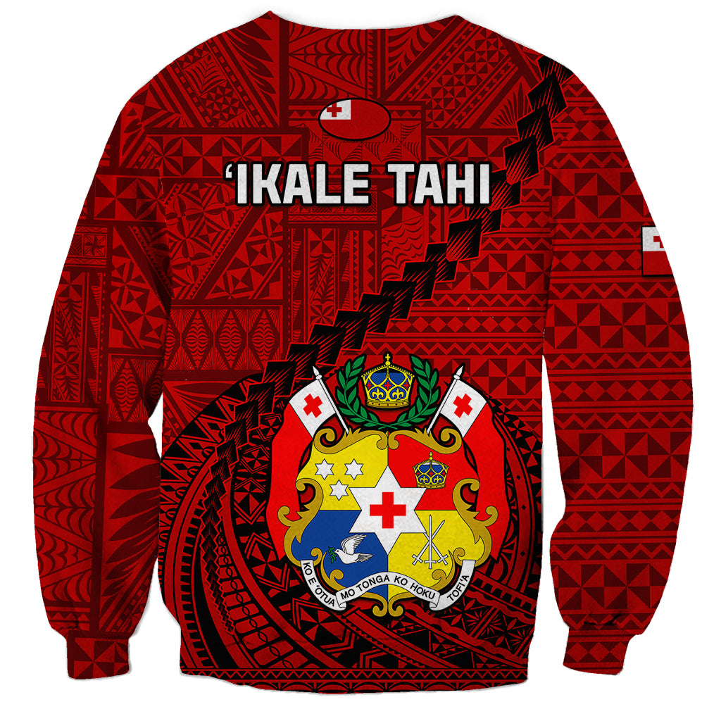 Tonga Rugby Sweatshirt Tongan Ngatu Pattern Black Version - Wonder Print Shop