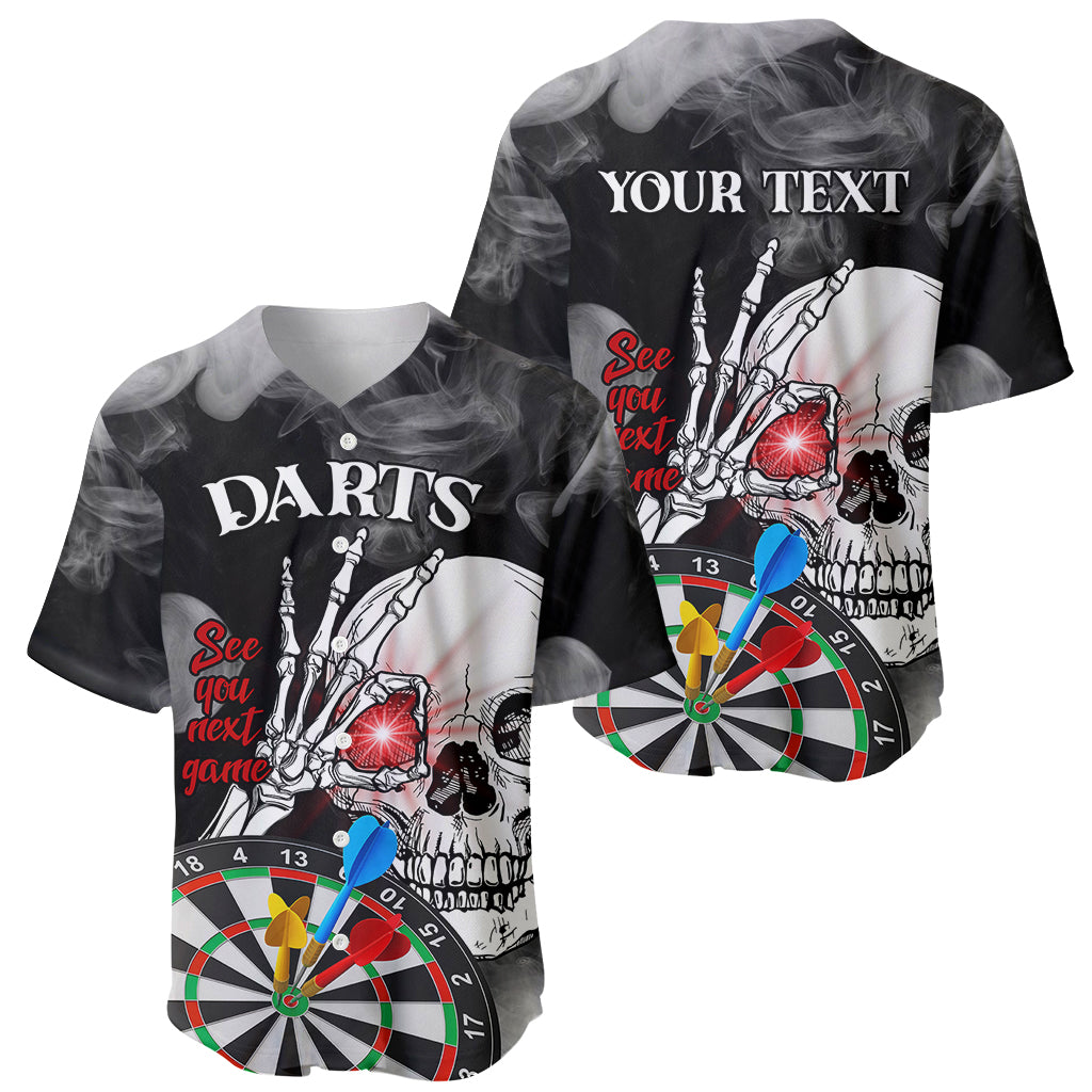 Personalised Skull Darts Baseball Jersey See You Next Game - Wonder Print Shop
