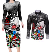 Personalised Skull Darts Couples Matching Long Sleeve Bodycon Dress and Long Sleeve Button Shirts See You Next Game - Wonder Print Shop