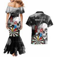 Personalised Skull Darts Couples Matching Mermaid Dress and Hawaiian Shirt See You Next Game - Wonder Print Shop