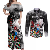 Personalised Skull Darts Couples Matching Off Shoulder Maxi Dress and Long Sleeve Button Shirts See You Next Game - Wonder Print Shop