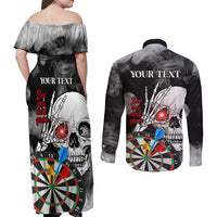 Personalised Skull Darts Couples Matching Off Shoulder Maxi Dress and Long Sleeve Button Shirts See You Next Game - Wonder Print Shop