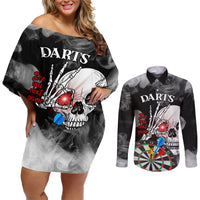 Personalised Skull Darts Couples Matching Off Shoulder Short Dress and Long Sleeve Button Shirts See You Next Game - Wonder Print Shop