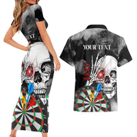 Personalised Skull Darts Couples Matching Short Sleeve Bodycon Dress and Hawaiian Shirt See You Next Game - Wonder Print Shop
