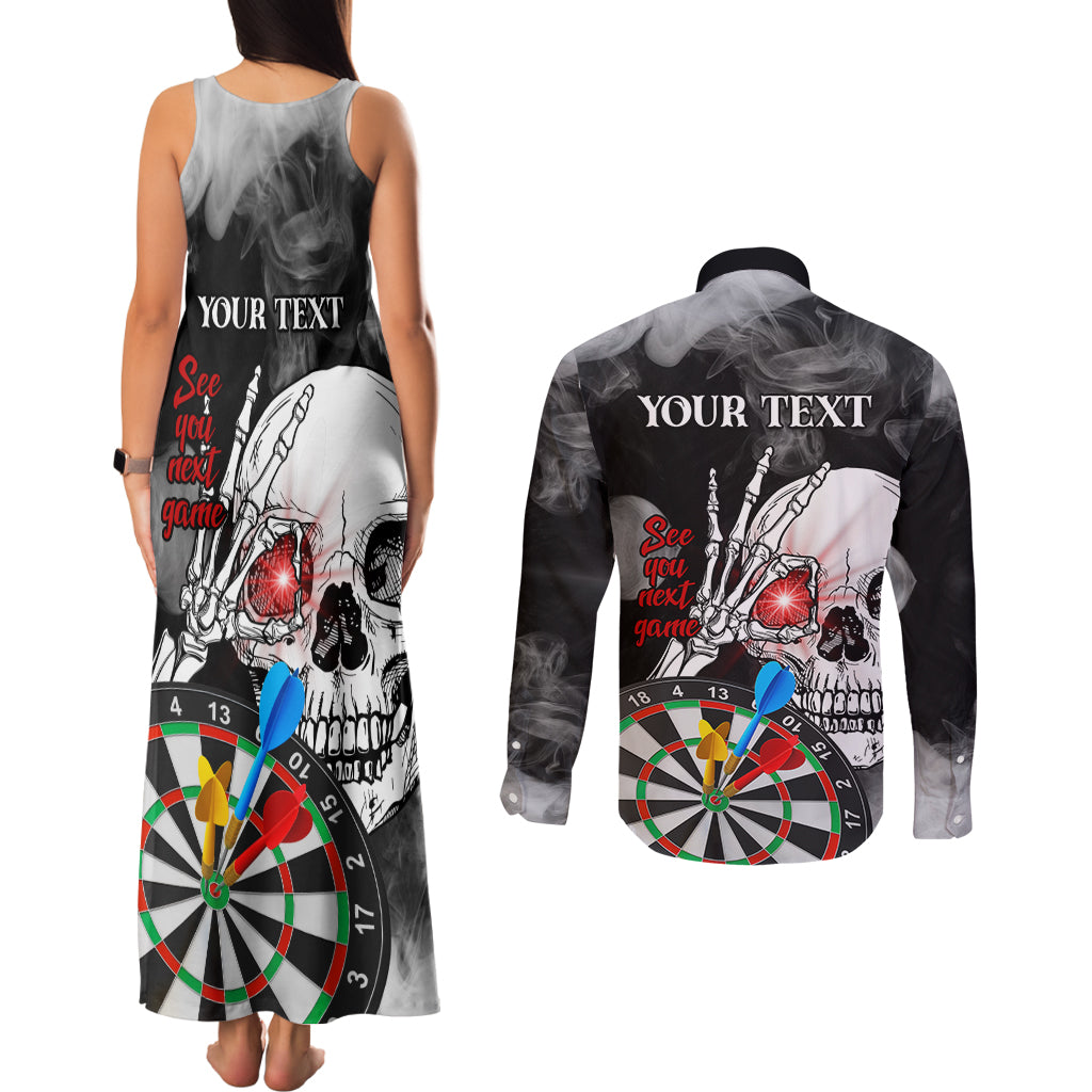 Personalised Skull Darts Couples Matching Tank Maxi Dress and Long Sleeve Button Shirts See You Next Game - Wonder Print Shop