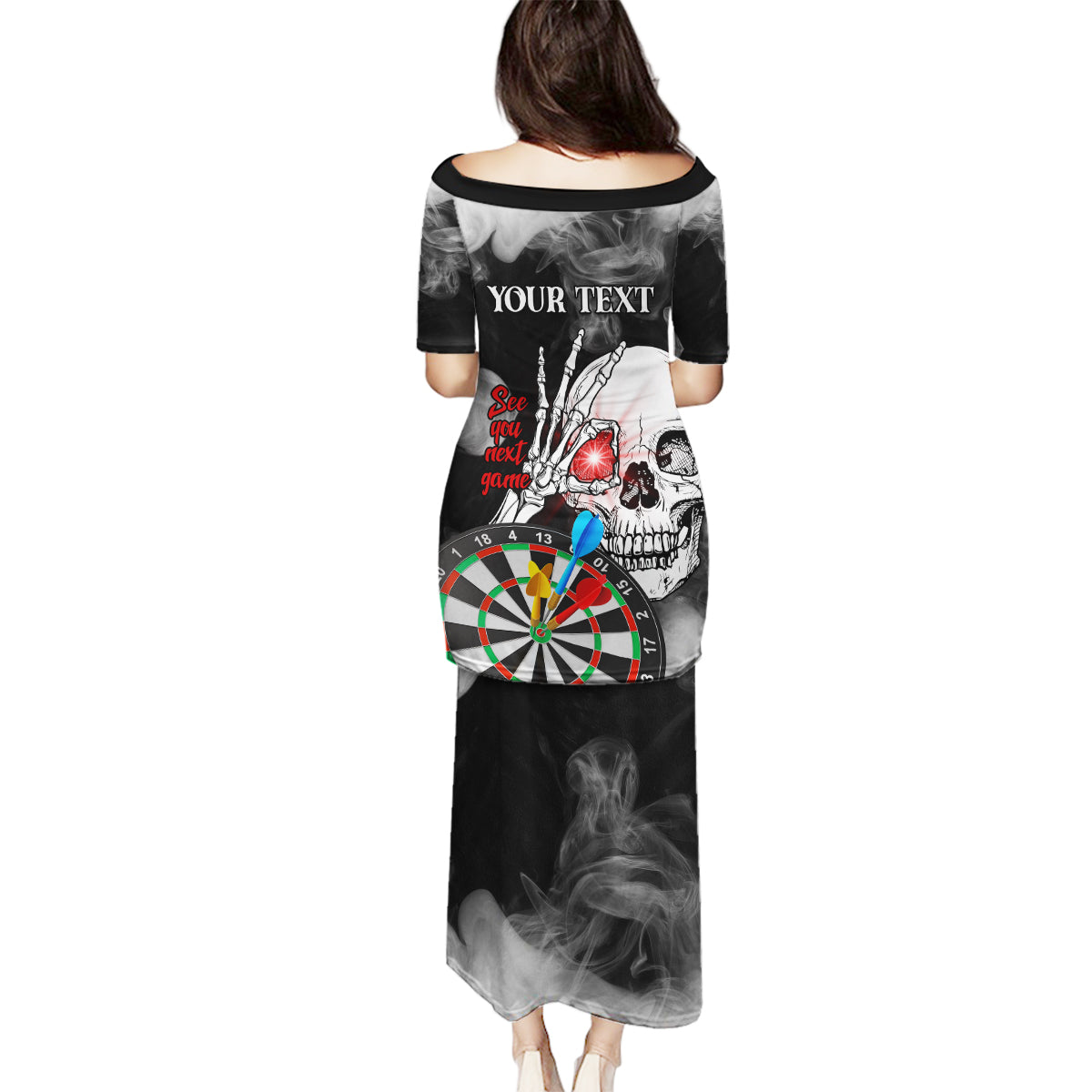 Personalised Skull Darts Family Matching Puletasi Dress and Hawaiian Shirt See You Next Game - Wonder Print Shop