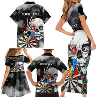 Personalised Skull Darts Family Matching Short Sleeve Bodycon Dress and Hawaiian Shirt See You Next Game - Wonder Print Shop