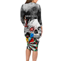 Personalised Skull Darts Long Sleeve Bodycon Dress See You Next Game - Wonder Print Shop