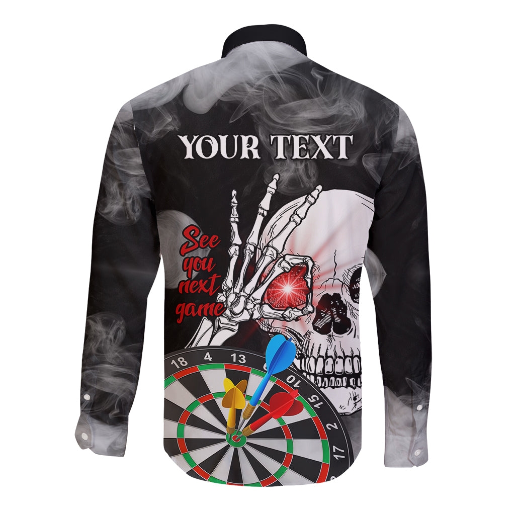 Personalised Skull Darts Long Sleeve Button Shirt See You Next Game - Wonder Print Shop