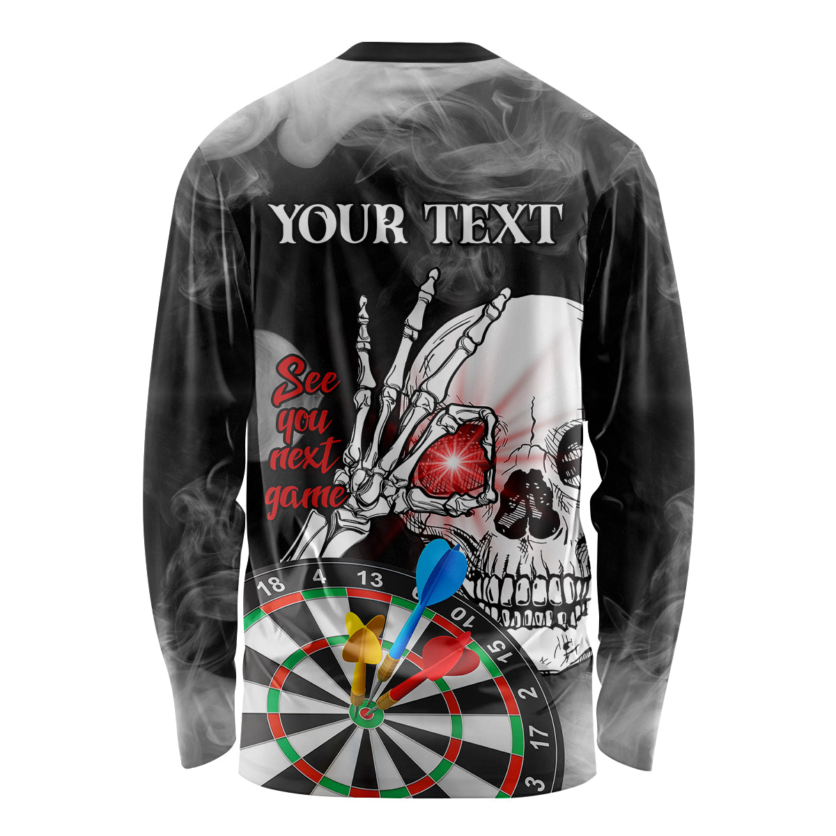 Personalised Skull Darts Long Sleeve Shirt See You Next Game - Wonder Print Shop