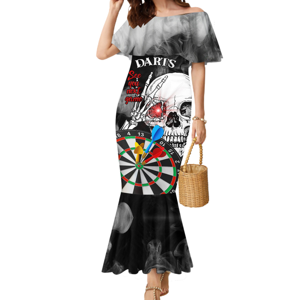Personalised Skull Darts Mermaid Dress See You Next Game - Wonder Print Shop