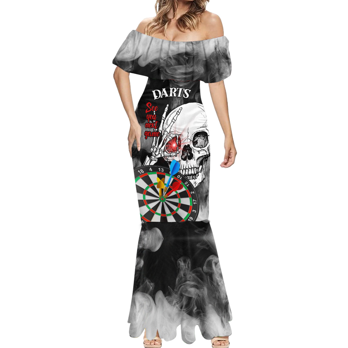 Personalised Skull Darts Mermaid Dress See You Next Game - Wonder Print Shop