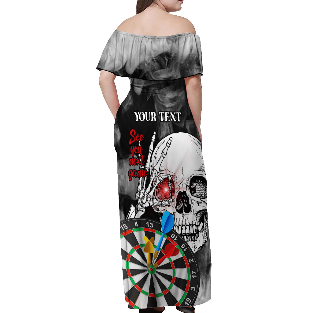 Personalised Skull Darts Off Shoulder Maxi Dress See You Next Game - Wonder Print Shop