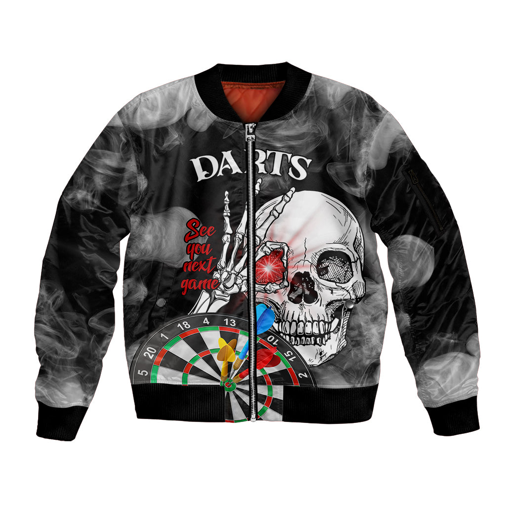 Personalised Skull Darts Sleeve Zip Bomber Jacket See You Next Game - Wonder Print Shop