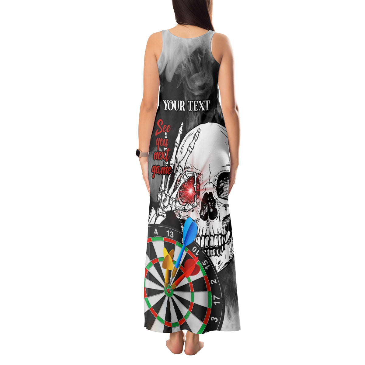 Personalised Skull Darts Tank Maxi Dress See You Next Game - Wonder Print Shop
