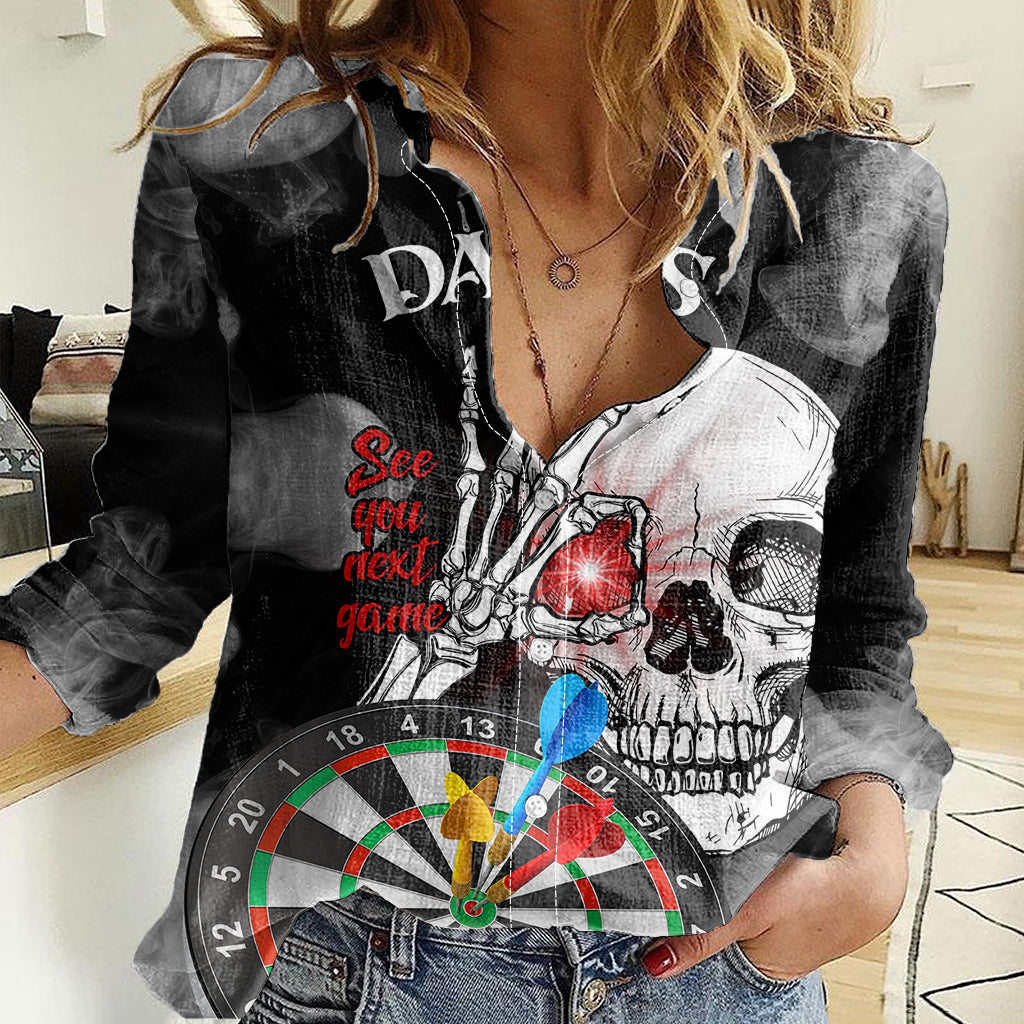 Personalised Skull Darts Women Casual Shirt See You Next Game - Wonder Print Shop