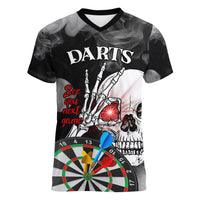 Personalised Skull Darts Women V Neck T Shirt See You Next Game - Wonder Print Shop