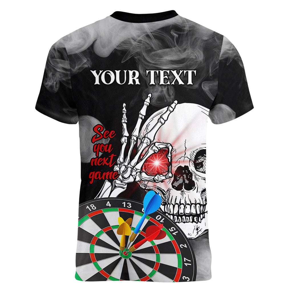 Personalised Skull Darts Women V Neck T Shirt See You Next Game - Wonder Print Shop