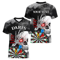 Personalised Skull Darts Women V Neck T Shirt See You Next Game - Wonder Print Shop