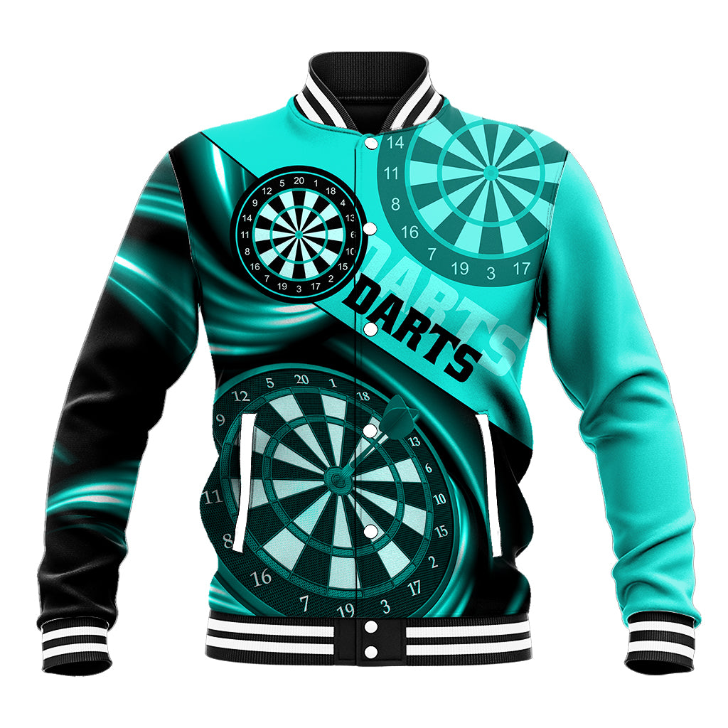 Personalised Darts Baseball Jacket Turquoise Abstract Light - Wonder Print Shop