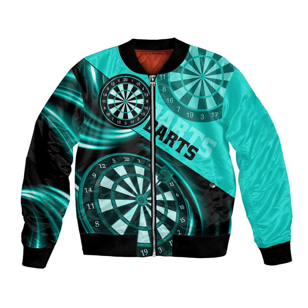Personalised Darts Bomber Jacket Turquoise Abstract Light - Wonder Print Shop