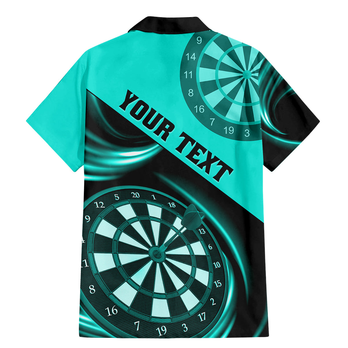 Personalised Darts Family Matching Mermaid Dress and Hawaiian Shirt Turquoise Abstract Light - Wonder Print Shop