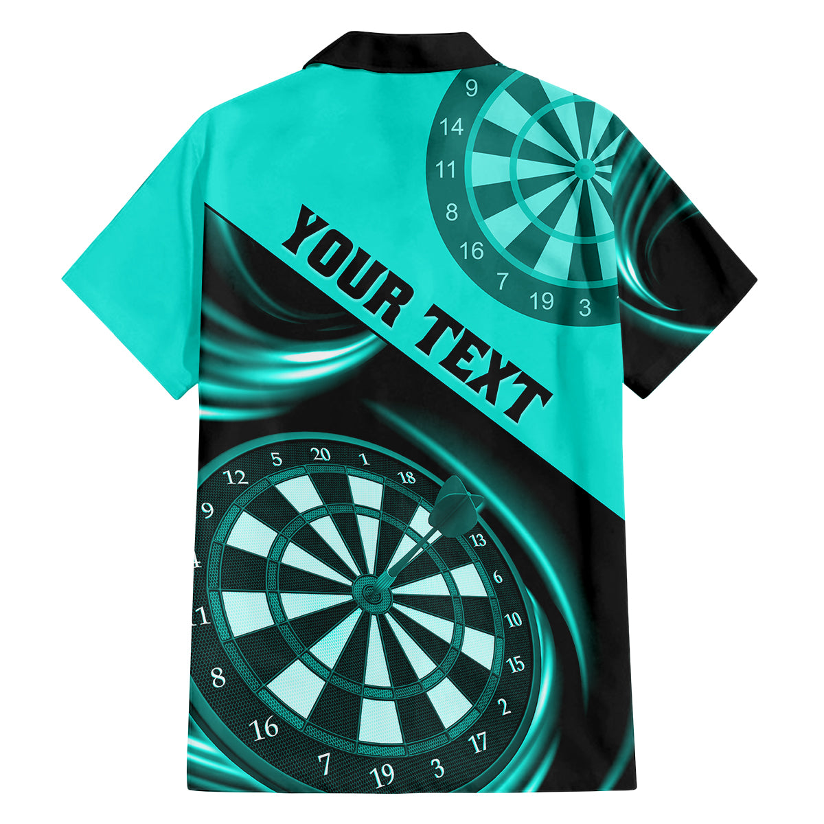 Personalised Darts Family Matching Off Shoulder Maxi Dress and Hawaiian Shirt Turquoise Abstract Light - Wonder Print Shop