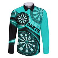 Personalised Darts Family Matching Short Sleeve Bodycon Dress and Hawaiian Shirt Turquoise Abstract Light - Wonder Print Shop