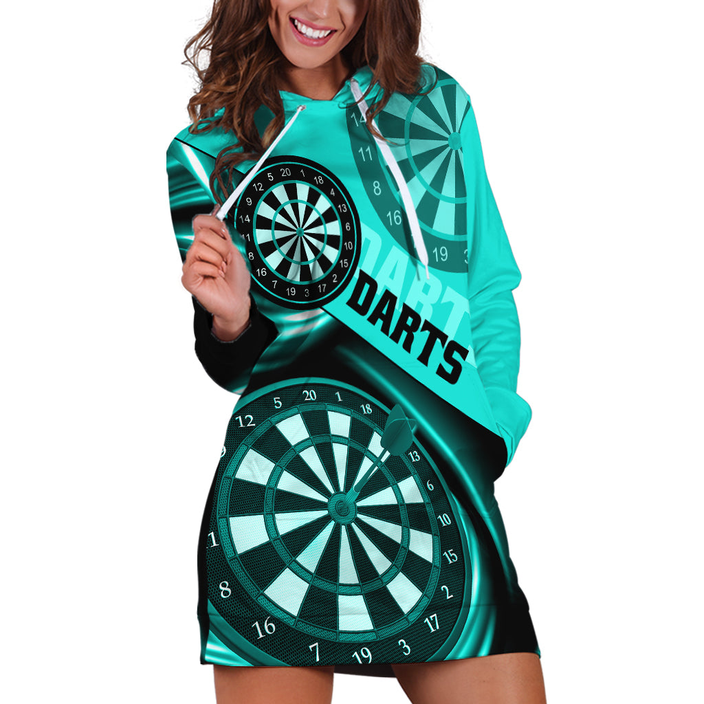 Personalised Darts Hoodie Dress Turquoise Abstract Light - Wonder Print Shop