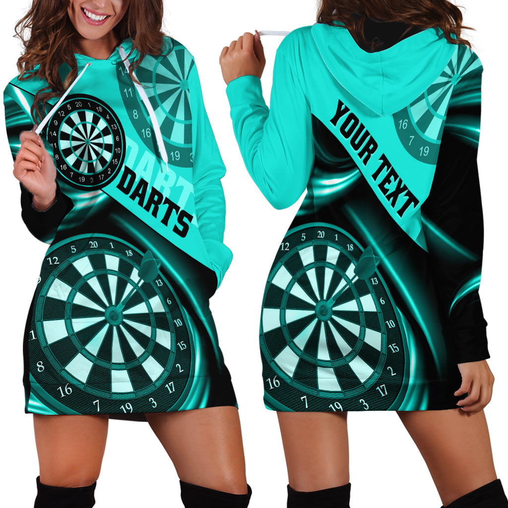 Personalised Darts Hoodie Dress Turquoise Abstract Light - Wonder Print Shop